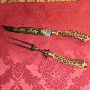Anton Wingen Jr. Solingen Germany 2 pc. Cutlery Set Stag Handles